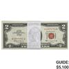 Image 1 : PACK OF (100) 1963 $2 TWO DOLLARS LEGAL TENDER UNITED STATES NOTES GEM UNCIRCULATED