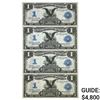 Image 1 : FOUR SUBJECT CUT SHEET FR. 228 1899 $1 ONE DOLLAR BACK EAGLE SILVER CERTIFICATES ABOUT UNCIRCULATED