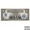 Image 1 : FR. 257 1899 $2 TWO DOLLARS MINI PORTHOLE SILVER CERTIFICATE CURRENCY NOTE ABOUT UNCIRCULATED
