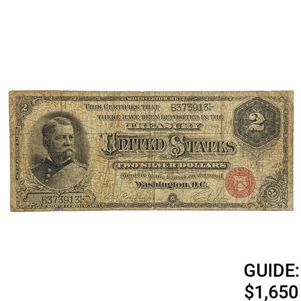 FR. 240 1886 $2 TWO DOLLARS HANCOCK SILVER CERTIFICATE CURRENCY NOTE