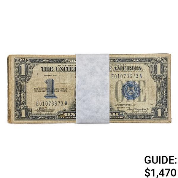 LOT OF (25) 1934 $1 ONE DOLLAR FUNNYBACK SILVER CERTIFICATES VERY GOOD - VERY FINE