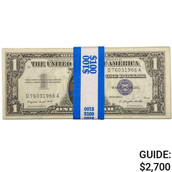 PACK OF (100) 1957 $1 ONE DOLLAR SILVER CERTIFICATES CURRENCY NOTES GEM UNCIRCULATED