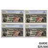 Image 1 : CUT SHEET OF (4) CONSECUTIVE FR. 105 1880 $10 JACKASS LEGAL TENDER USN'S PCGS BA