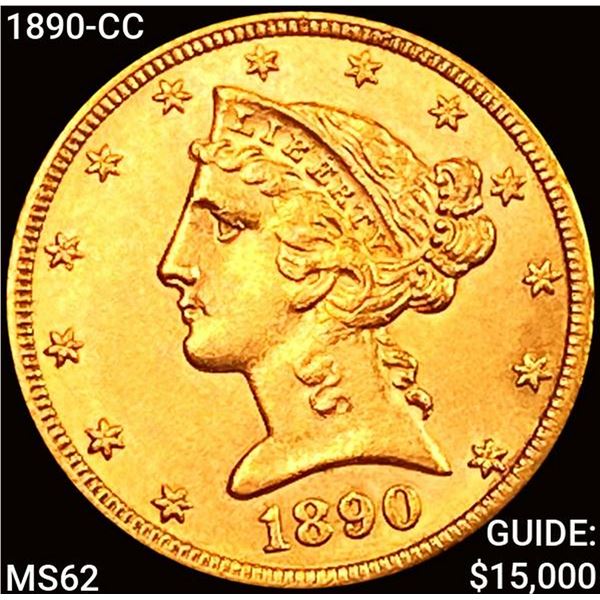1890-CC $5 Gold Half Eagle UNCIRCULATED