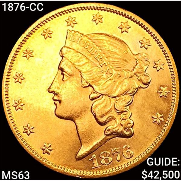 1876-CC $20 Gold Double Eagle CHOICE BU