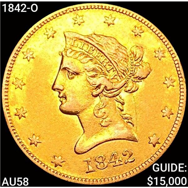 1842-O $10 Gold Eagle CHOICE AU