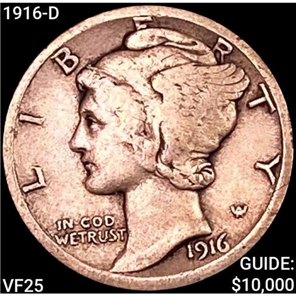 1916-D Mercury Dime LIGHTLY CIRCULATED