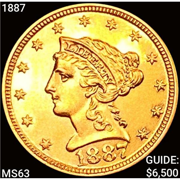 1887 $2.50 Gold Quarter Eagle CHOICE BU