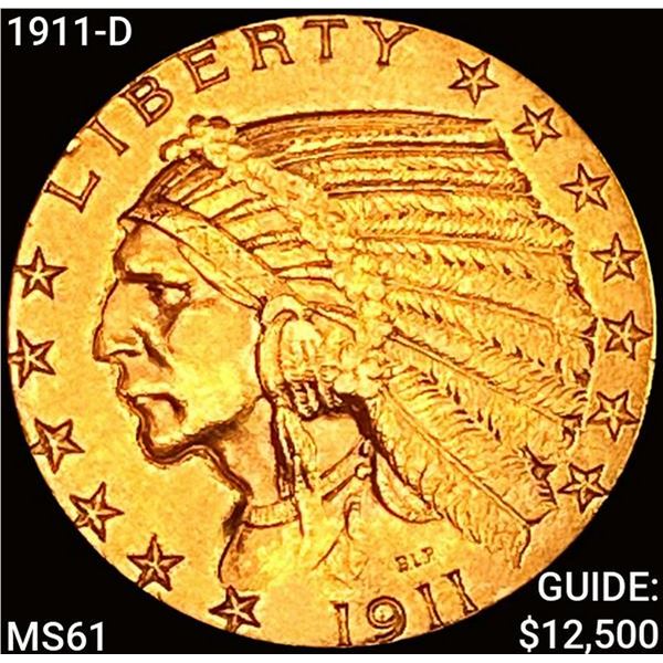 1911-D $5 Gold Half Eagle UNCIRCULATED