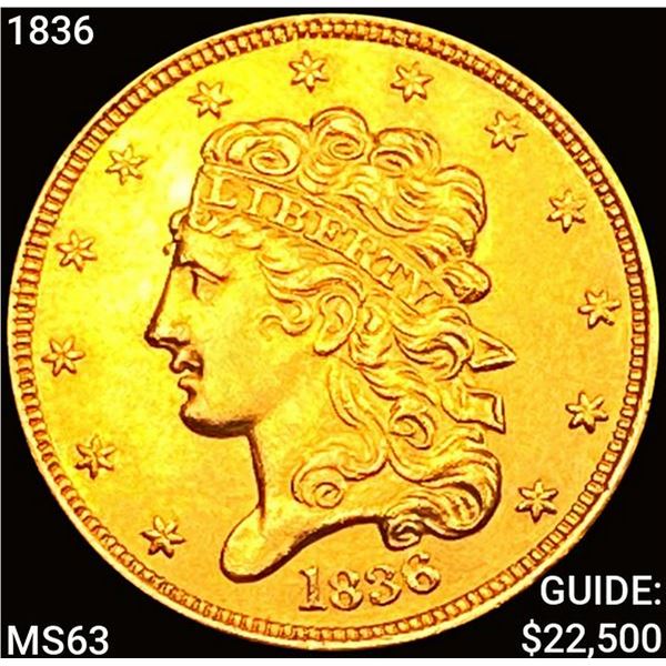 1836 $5 Gold Half Eagle CHOICE BU