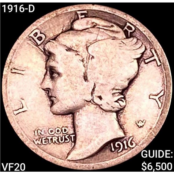 1916-D Mercury Dime LIGHTLY CIRCULATED