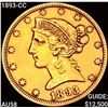 Image 1 : 1893-CC $5 Gold Half Eagle CHOICE AU