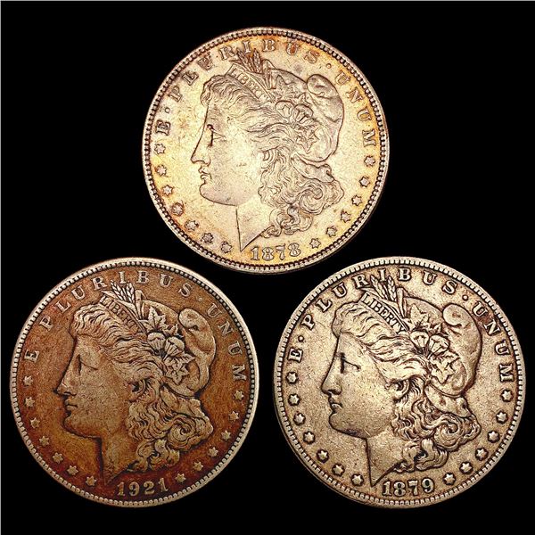 1878,1879,1921-S Morgan Silver Dollar Collection [3 Coins] HIGH GRADE