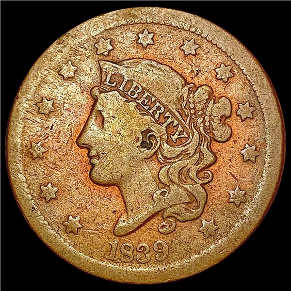 1839 Silly Head Coronet Head Large Cent LIGHTLY CIRCULATED