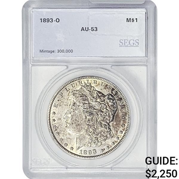 1893-O Morgan Silver Dollar SEGS AU53