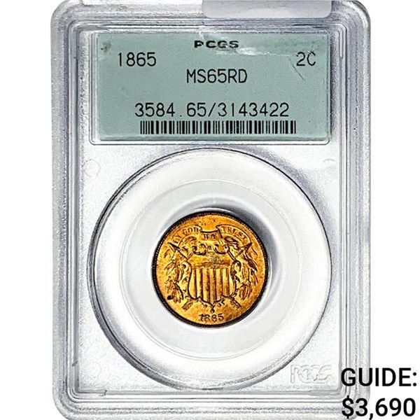 1865 Two Cent Piece PCGS MS65 RD