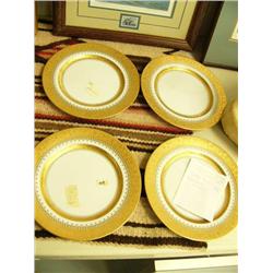 Lot of 4 Faberge Imperial Heritage Fine China, 11 inch dinner plates with 24 K gold trim (162)