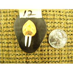 White ivory walrus head mounted on baleen by Thomas Pushruk 1.5" - Stock #260F (2)