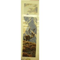 Print by Jody Thompson of caribou image size 23" x 6" number 402/500 (700)