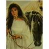 Image 2 : Framed and matted Maija, signed, image size 21.5"x21.5" - Woman with horses (110)