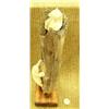 Image 4 : 13" mammoth bone mounted on wood base with 2 four inch whale bone bears by C. Olinanna (25)
