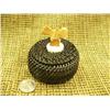 Image 1 : 3" baleen basket with carved fossilized eagle finial by Jerry Hawley -stock #603F (2)