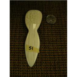 5" white ivory letter opener with carved flower on handle (2)