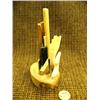Image 2 : Ivory bird by Aningayou 3" tall mounted on old whale bone, baleen ivory and bone backdrop - stock #4