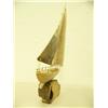 Image 2 : 9" long 11" high whale bone sailing boat mounted on old whale bone base by Vanessa Moovy (25)