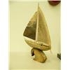 Image 3 : 9" long 11" high whale bone sailing boat mounted on old whale bone base by Vanessa Moovy (25)