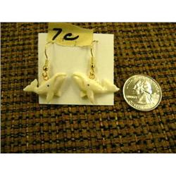 CHOICE on 4: white ivory earrings by Robert Kokuluk, King Island: whale (2)