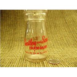 CHOICE on 4 Old Alaska milk bottles: 1/4 pint from Bentley and Sons Dairy (in red) Fairbanks AK, bro