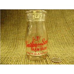 CHOICE on 4 old Alaska milk bottles: Red label on front and back, 1/4 pint (52)