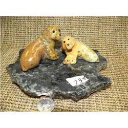 CHOICE on 2 soapstone seals mounted on soapstone bases (2)