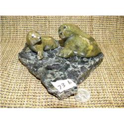 CHOICE on 2 soapstone seals mounted on soapstone bases (2)