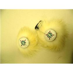 CHOICE on 2 polar bear beaded Eskimo Yo Yos: green and red beads (2)