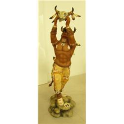 CHOICE on 3 Cast Native American Figurines: Buffalo Prayer,  Native American holding Bull Skull, Ham