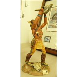 Choice of 3 Cast Native American Figurines: Talisman of the  Buffalo, Native American holding bull s