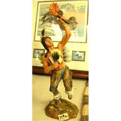 CHOICE on 3 Cast Native American Figurines: Hawk Dancer, Native American holding feather and torch, 