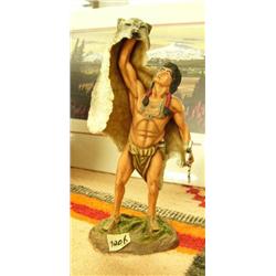 CHOICE on 3 Cast Native American Figurines: Wolf Scout - Native American holding a wolf hide, Hamilt
