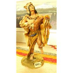CHOICE on 3 Cast Native American Figurines: Spirit of the Mountain Lion - Native American holding a 