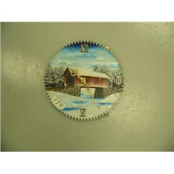Handpainted clock made from saw blade (151)