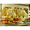 Image 2 : Lot of nautical decorations: Wood ships, lighthouses, framed knives, butterflies, ships and shells, 