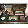 Image 3 : Lot of nautical decorations: Wood ships, lighthouses, framed knives, butterflies, ships and shells, 