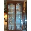Image 1 : Mahogany China Cabinet With Lights Brass Hardware Contents Not Included 74T x 42W x 17D