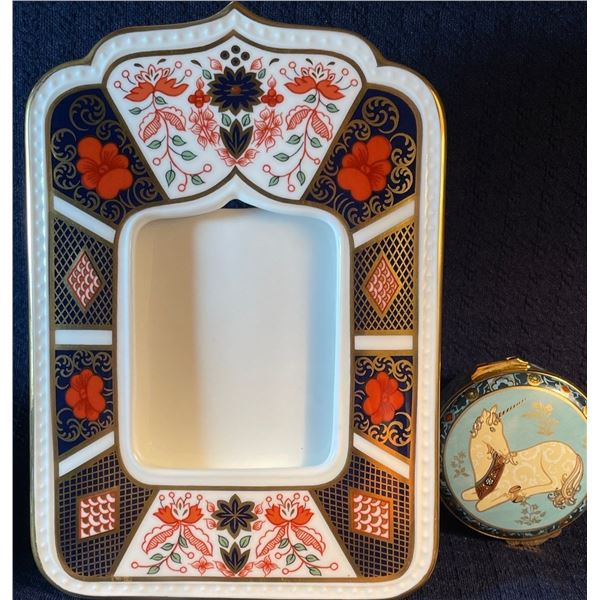 Royal Crown Derby Unicorn Pill Box 2.5D & Picture Frame 5 x 7
