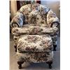 Image 1 : Cherry Wood Victorian Princess Fabric Floral Armchair & Stool -  Never Sat On 36 x 36D x 32T