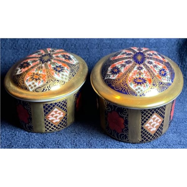 Royal Crown Derby Pair of Trinket Boxes 3.5x2 2.5x2