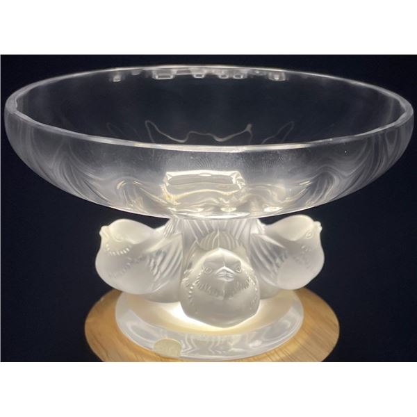 Lalique Crystal "Nogent" Sparrow Bowl 6x4.5
