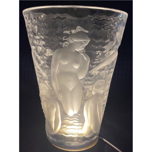 Lalique Crystal Water Nymphs Vase 7.5x9.5